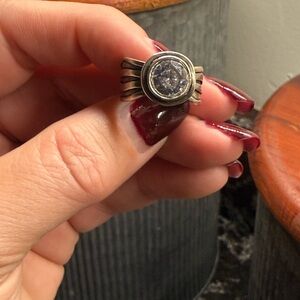 Vintage-Inspired Sterling Silver Ring with Clear Gemstone